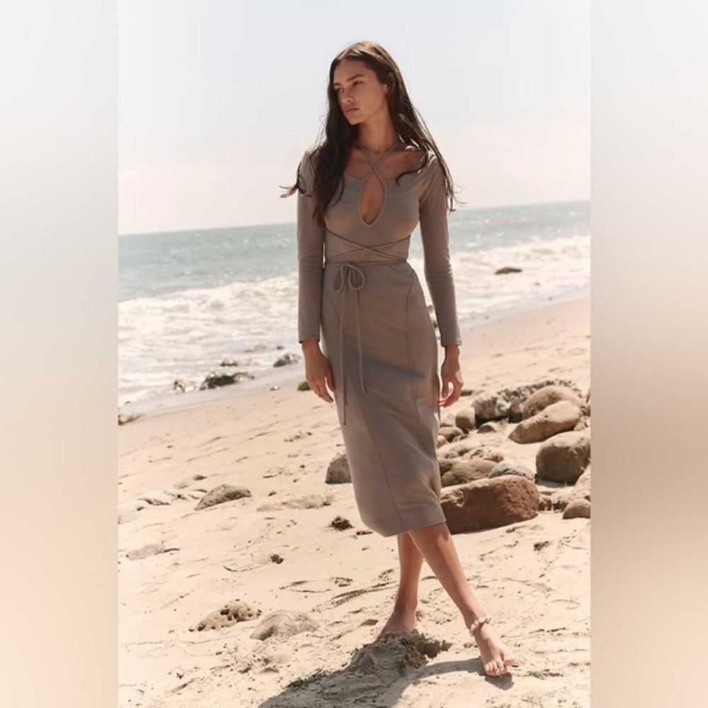 Free People Gray Midi Dress